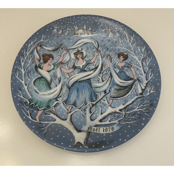 Haviland Limoges The 12 Days of Christmas Plate Nine Ladies Dancing 1978 Signed - Picture 1 of 6